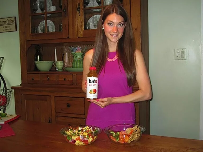 Samantha with a Bai Malawi Mango and her mango salsa